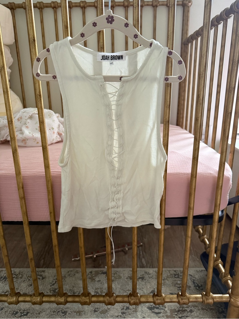 Joah Brown Ribbed Tank & Zip Top in Cream and Taupe - Picture 2 of 6